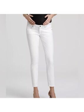 Paige Maternity Jeans - Union Skyline Ankle Peg in Optic White, size 28